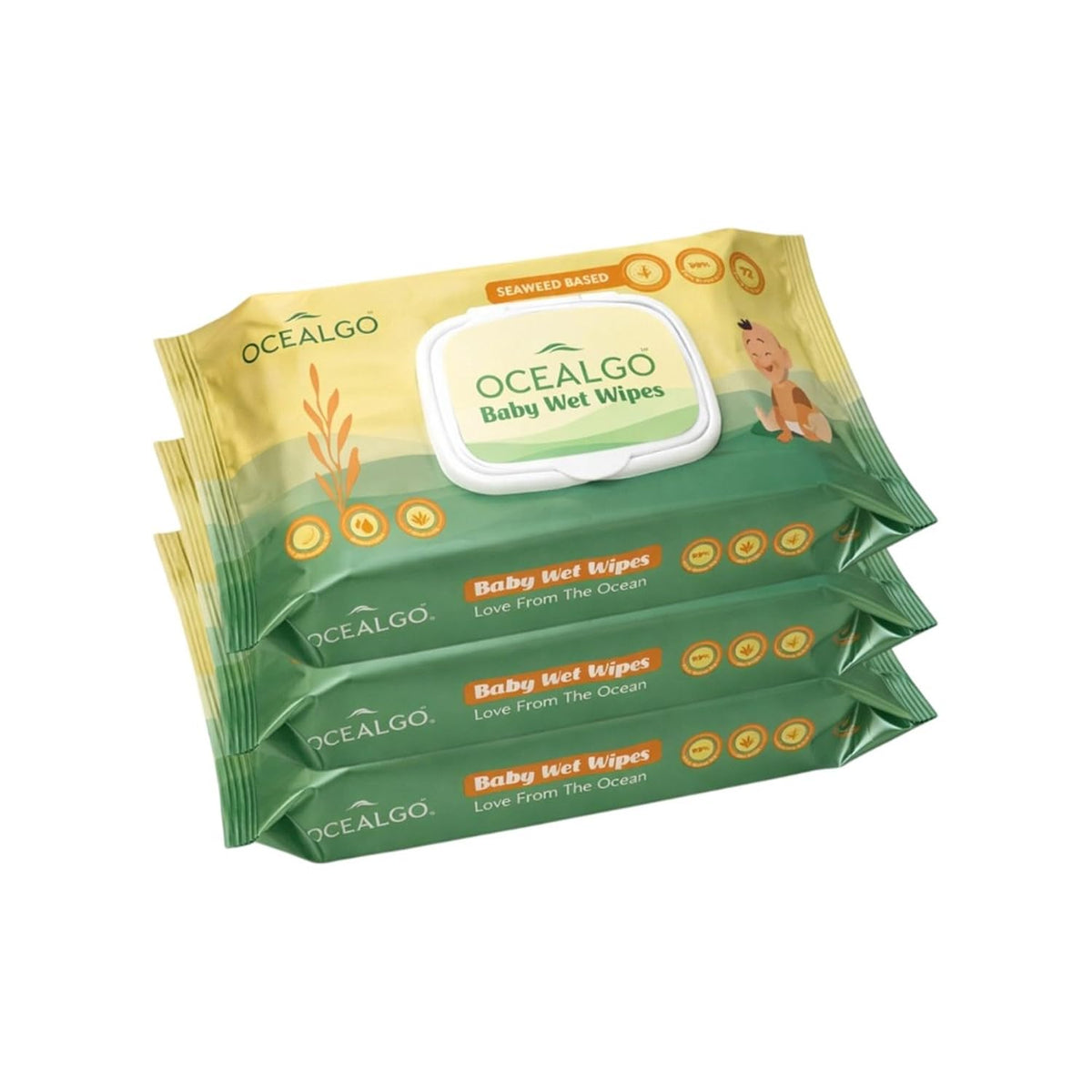 Seaweed Moisturizing Baby Wet Wipes Pack of 3