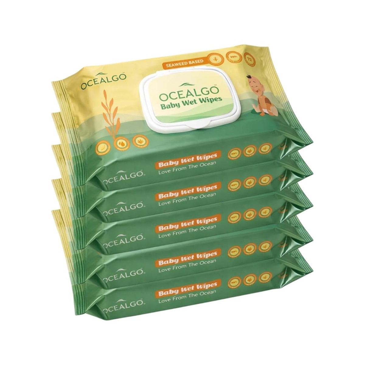 Seaweed Moisturizing Baby Wet Wipes Pack of 5