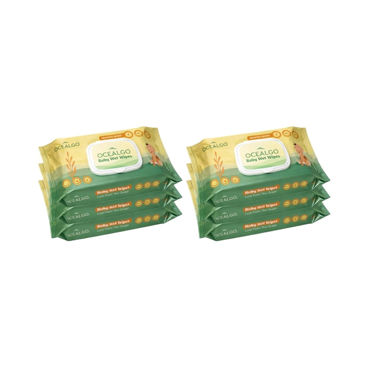 Seaweed Moisturizing Baby Wet Wipes Pack of 6