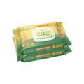 Two packs of OCEALGO Baby Wet Wipes on a plain white background. The packaging features a gradient from yellow to green with illustrations of a baby and bamboo.